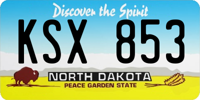 ND license plate KSX853
