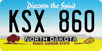ND license plate KSX860