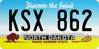 ND license plate KSX862