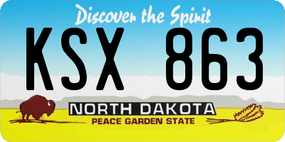 ND license plate KSX863