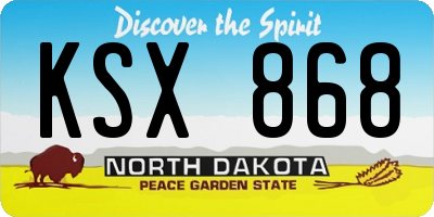 ND license plate KSX868