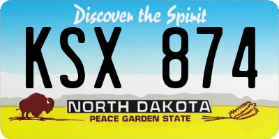 ND license plate KSX874