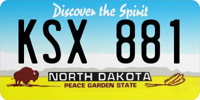 ND license plate KSX881