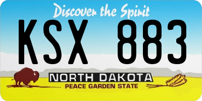 ND license plate KSX883