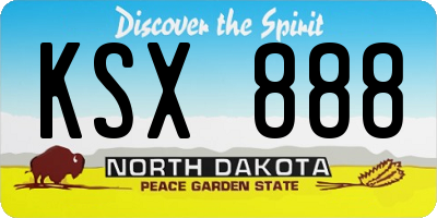 ND license plate KSX888