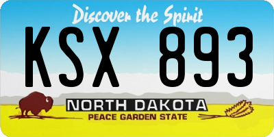 ND license plate KSX893
