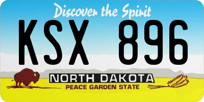 ND license plate KSX896