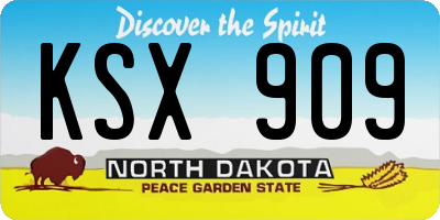 ND license plate KSX909