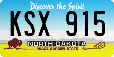ND license plate KSX915