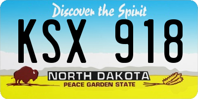 ND license plate KSX918