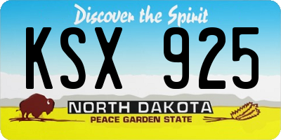 ND license plate KSX925