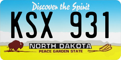ND license plate KSX931
