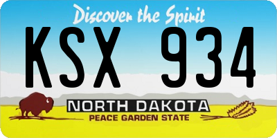 ND license plate KSX934