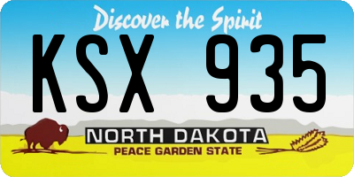 ND license plate KSX935
