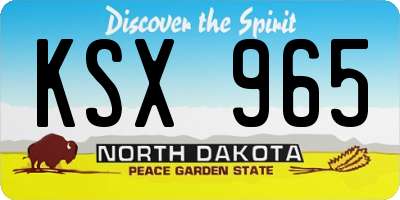 ND license plate KSX965