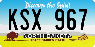 ND license plate KSX967
