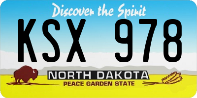 ND license plate KSX978