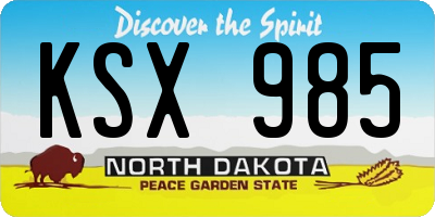 ND license plate KSX985