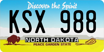 ND license plate KSX988