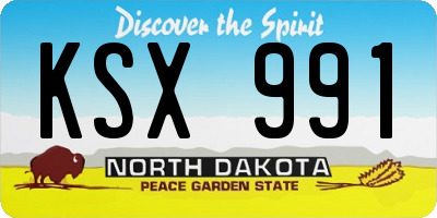 ND license plate KSX991