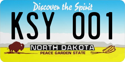 ND license plate KSY001