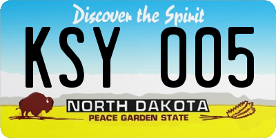 ND license plate KSY005