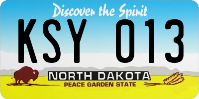 ND license plate KSY013