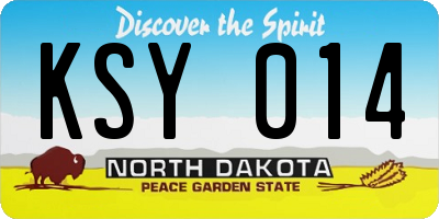 ND license plate KSY014