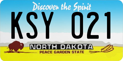 ND license plate KSY021