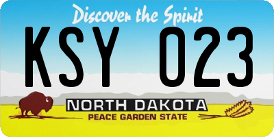 ND license plate KSY023
