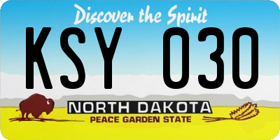 ND license plate KSY030