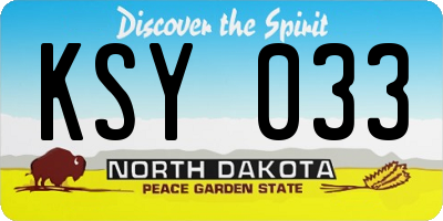 ND license plate KSY033