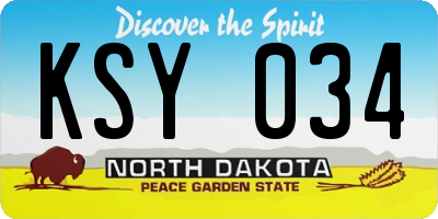 ND license plate KSY034