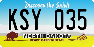 ND license plate KSY035