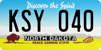ND license plate KSY040