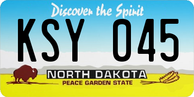 ND license plate KSY045