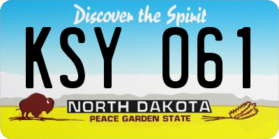 ND license plate KSY061