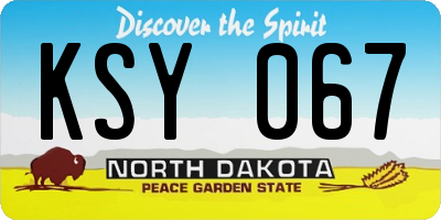 ND license plate KSY067