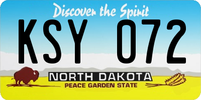 ND license plate KSY072