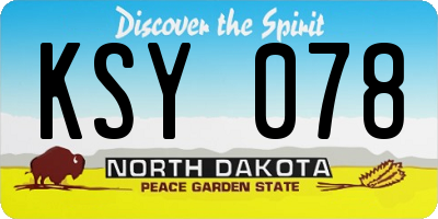 ND license plate KSY078