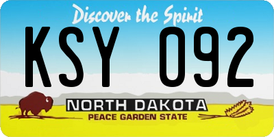 ND license plate KSY092