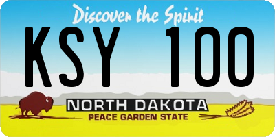 ND license plate KSY100