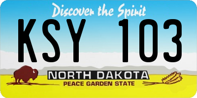 ND license plate KSY103