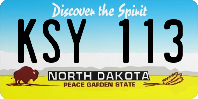 ND license plate KSY113