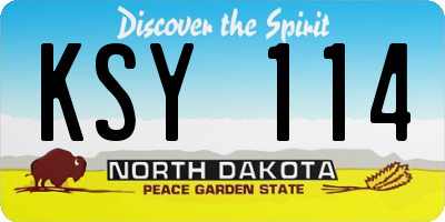 ND license plate KSY114