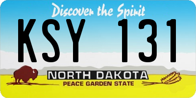 ND license plate KSY131