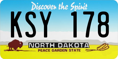 ND license plate KSY178