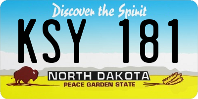 ND license plate KSY181