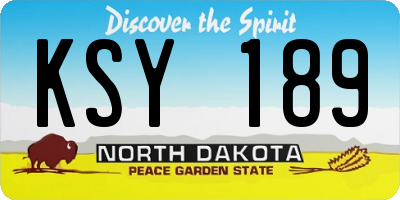 ND license plate KSY189
