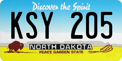 ND license plate KSY205